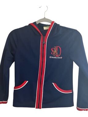 Scooby-Doo Hooded Zip Jacket Youth Size 10/12 Navy Red Cartoon Network